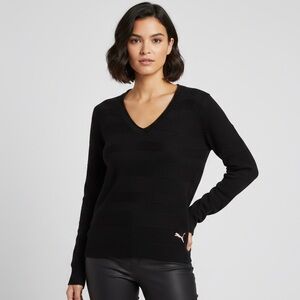 Vintage Puma Women’s V Neck Wool Blend Sweater Black Size S